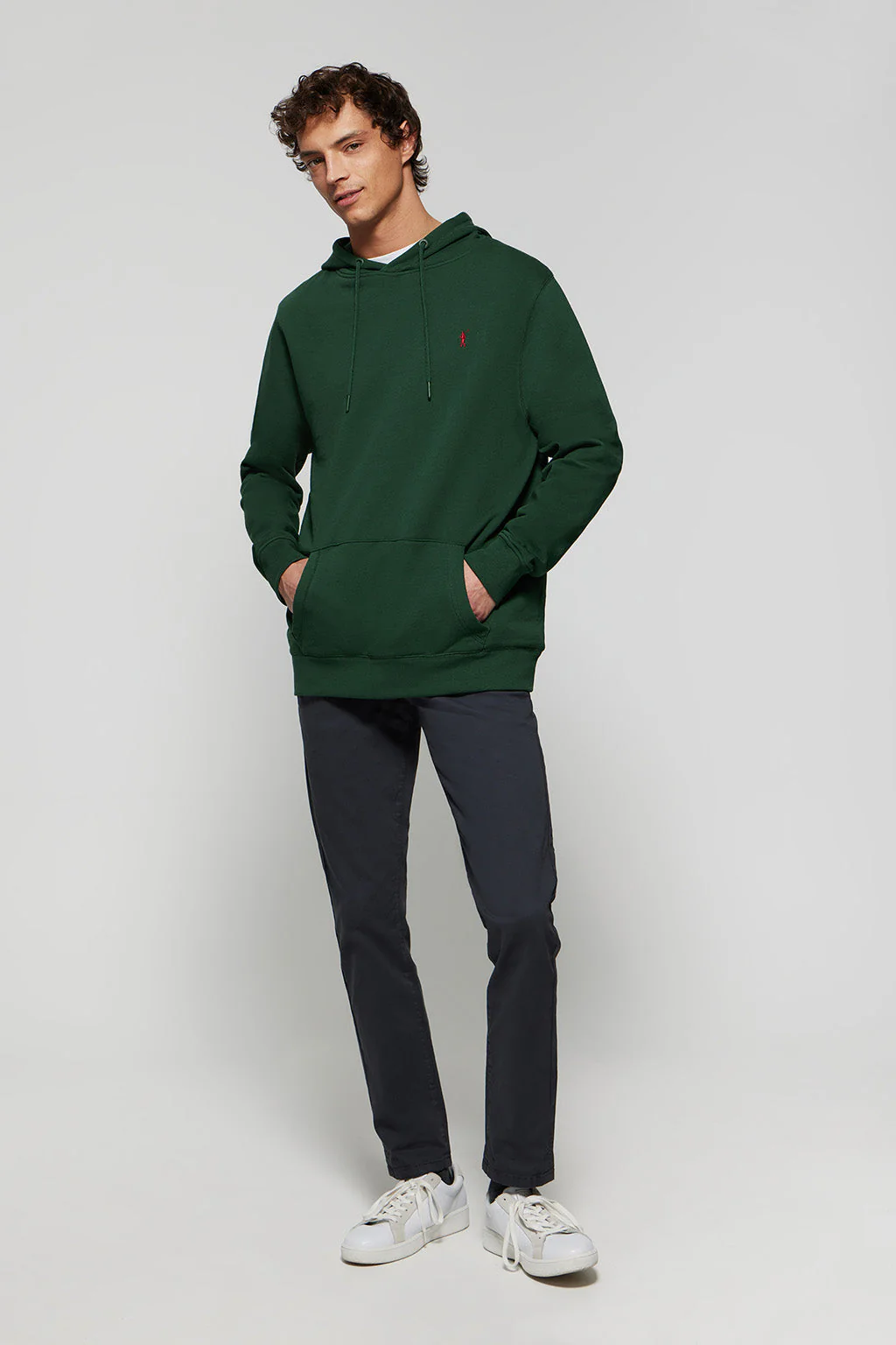 Sudadera con capucha y bolsillos verde botella con logo Rigby Go - Image 2