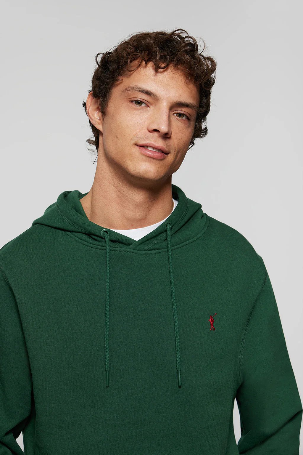 Sudadera con capucha y bolsillos verde botella con logo Rigby Go - Image 3