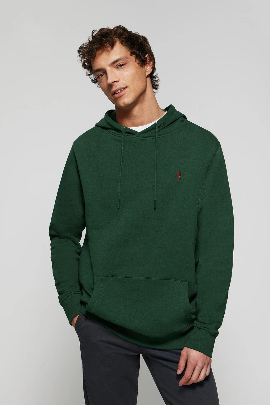 Sudadera con capucha y bolsillos verde botella con logo Rigby Go - Image 4