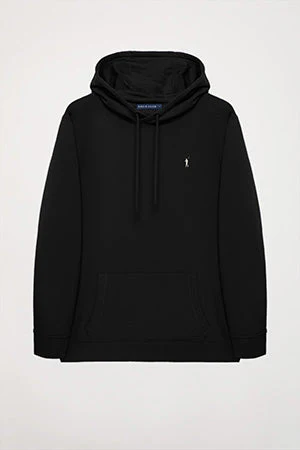 Sudadera con capucha y bolsillos negra con logo Rigby Go - Image 6