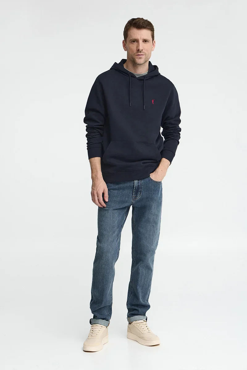 Sudadera azul marino con capucha y bordado Rigby Go - Image 3