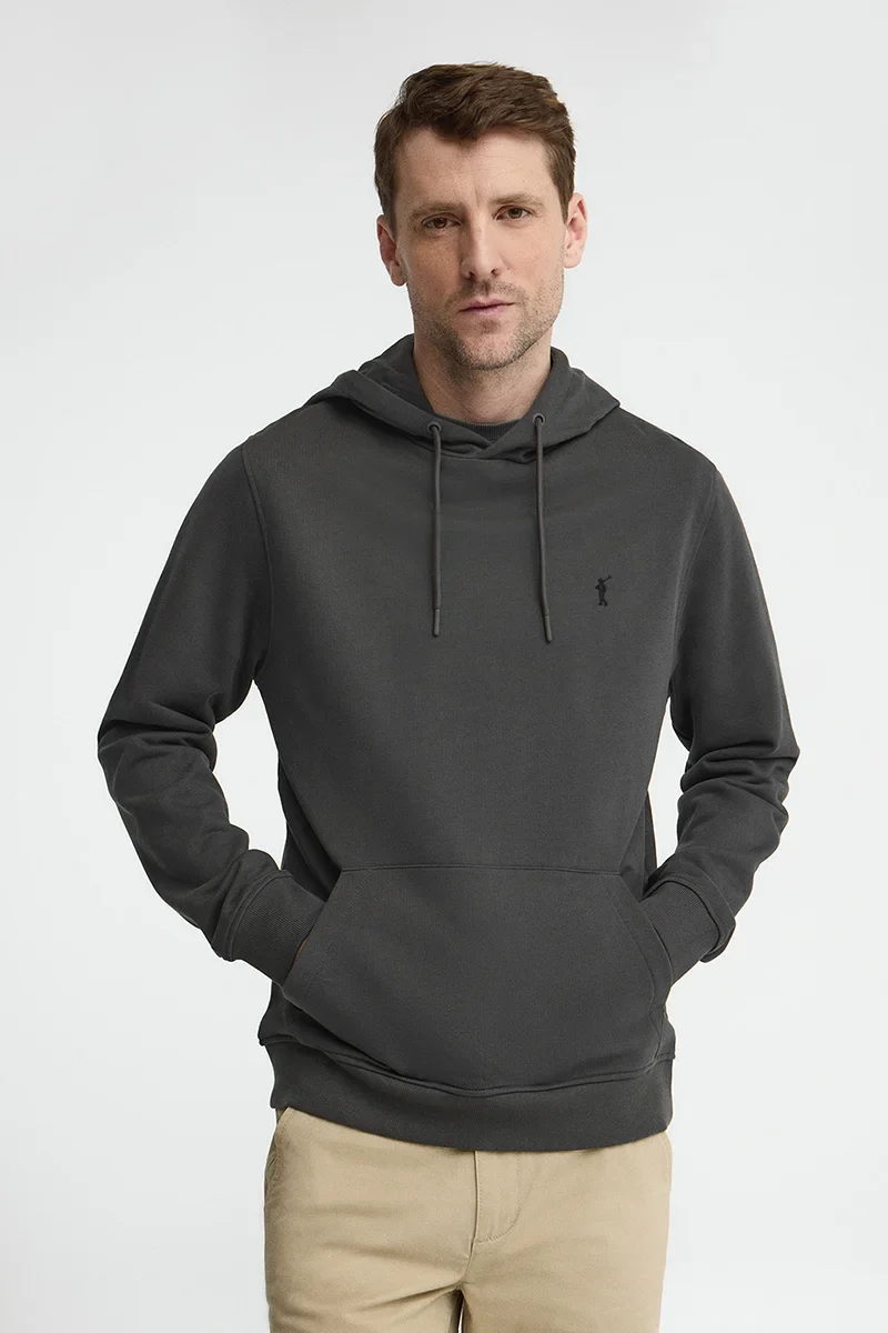 Sudadera gris oscuro con capucha y bordado Rigby Go