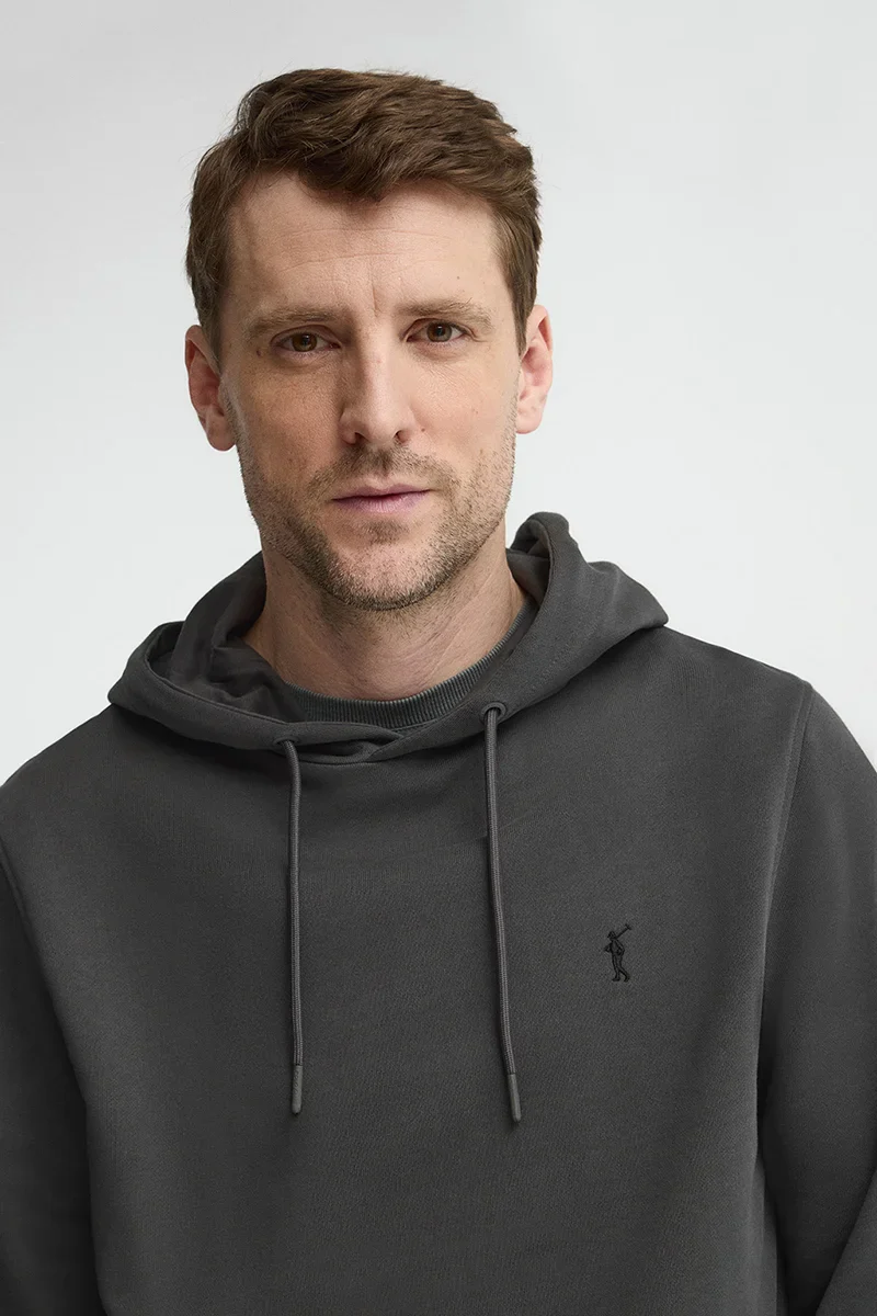 Sudadera gris oscuro con capucha y bordado Rigby Go - Image 2