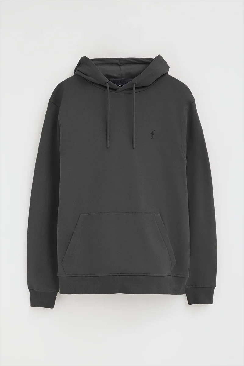 Sudadera gris oscuro con capucha y bordado Rigby Go - Image 5
