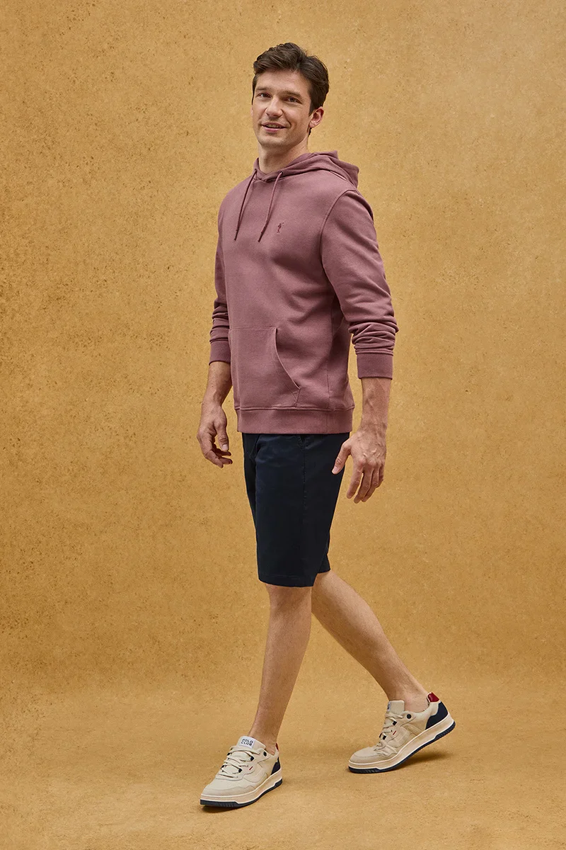 Sudadera rosa vino con capucha y bordado Rigby Go