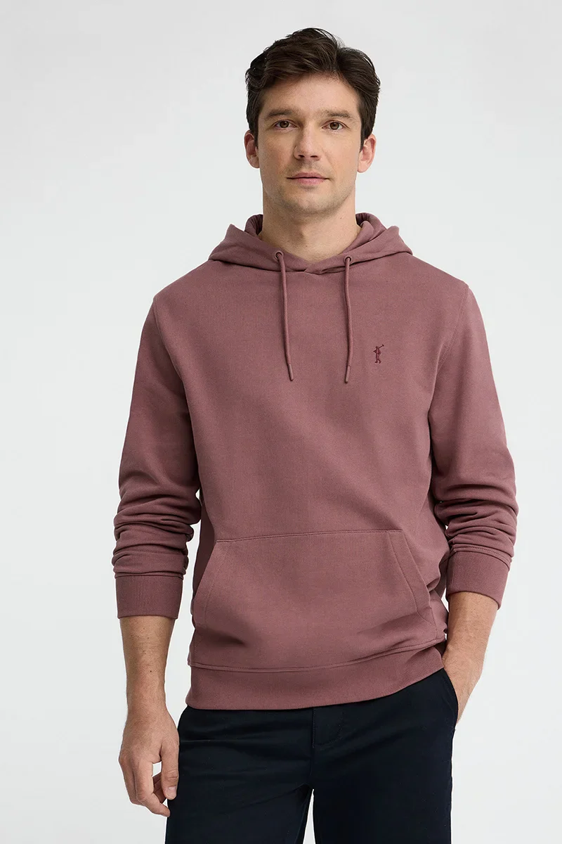Sudadera rosa vino con capucha y bordado Rigby Go - Image 2