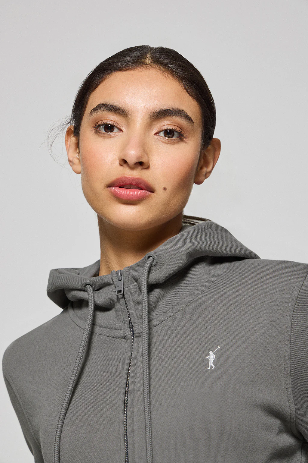 Sudadera gris asfalto de bolsillos con cremallera y capucha con bordado Rigby Go - Image 2