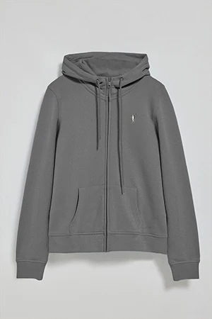 Sudadera gris asfalto de bolsillos con cremallera y capucha con bordado Rigby Go - Image 9