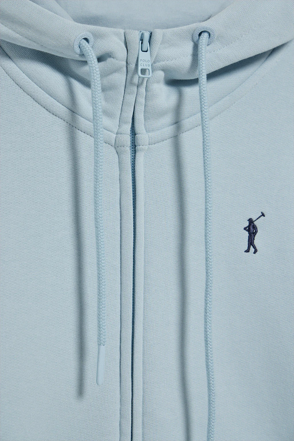 Sudadera azul claro de bolsillos con cremallera y capucha con bordado Rigby Go - Image 6