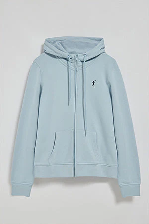 Sudadera azul claro de bolsillos con cremallera y capucha con bordado Rigby Go - Image 9
