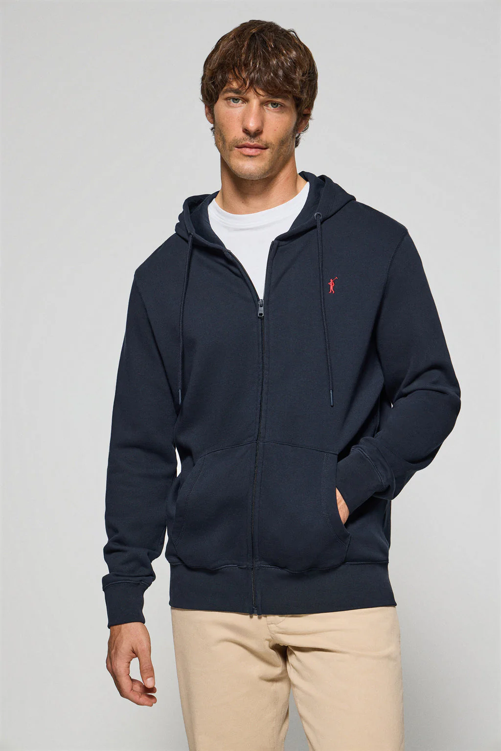 Sudadera azul marino de cremallera con capucha y logo Rigby Go
