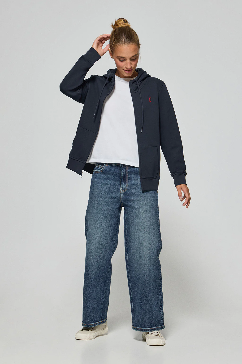 Sudadera marino de bolsillos con cremallera y capucha con bordado Rigby Go - Image 3
