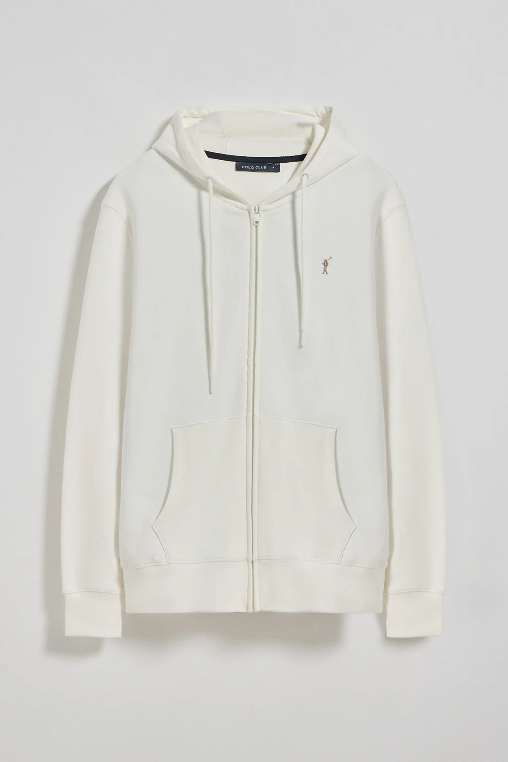 Sudadera beige de cremallera con capucha y logo Rigby Go