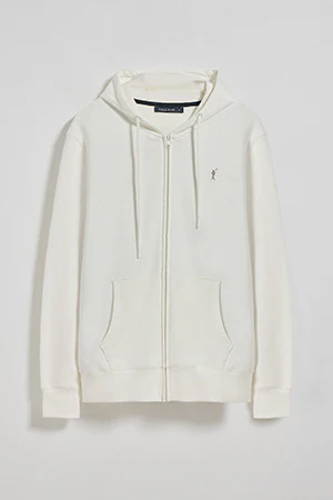 Sudadera beige de cremallera con capucha y logo Rigby Go - Image 4