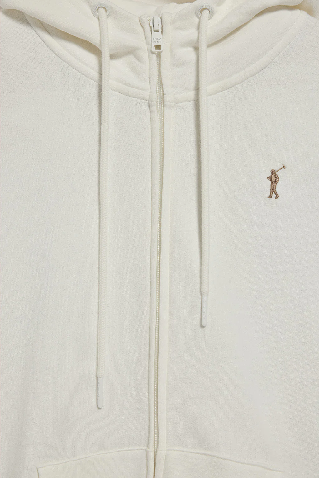 Sudadera beige de bolsillos con cremallera y capucha con bordado Rigby Go - Image 6