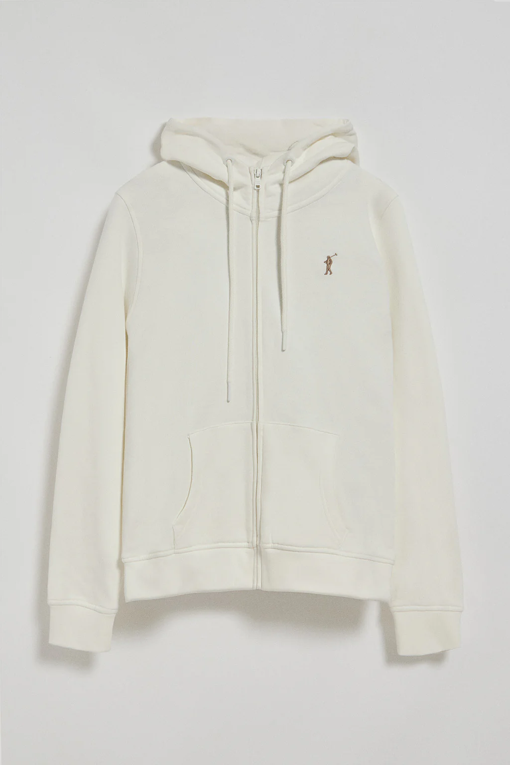 Sudadera beige de bolsillos con cremallera y capucha con bordado Rigby Go - Image 8