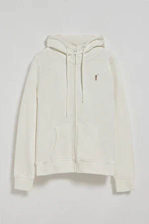 Sudadera beige de bolsillos con cremallera y capucha con bordado Rigby Go - Image 9