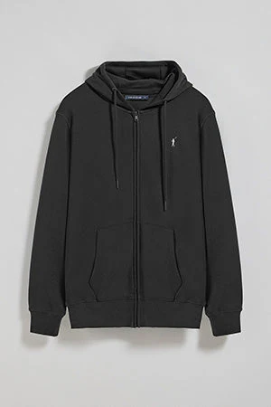Sudadera negra de cremallera con capucha y logo Rigby Go - Image 8