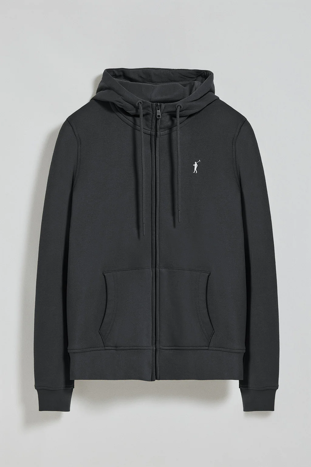 Sudadera negra de bolsillos con cremallera y capucha con bordado Rigby Go - Image 7