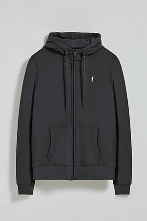 Sudadera negra de bolsillos con cremallera y capucha con bordado Rigby Go - Image 8