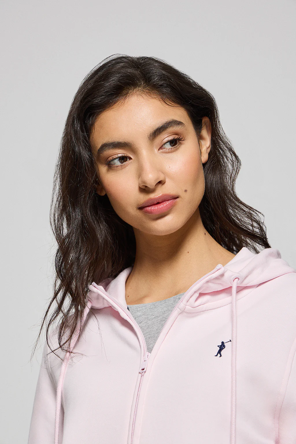 Sudadera rosa de bolsillos con cremallera y capucha con bordado Rigby Go - Image 2