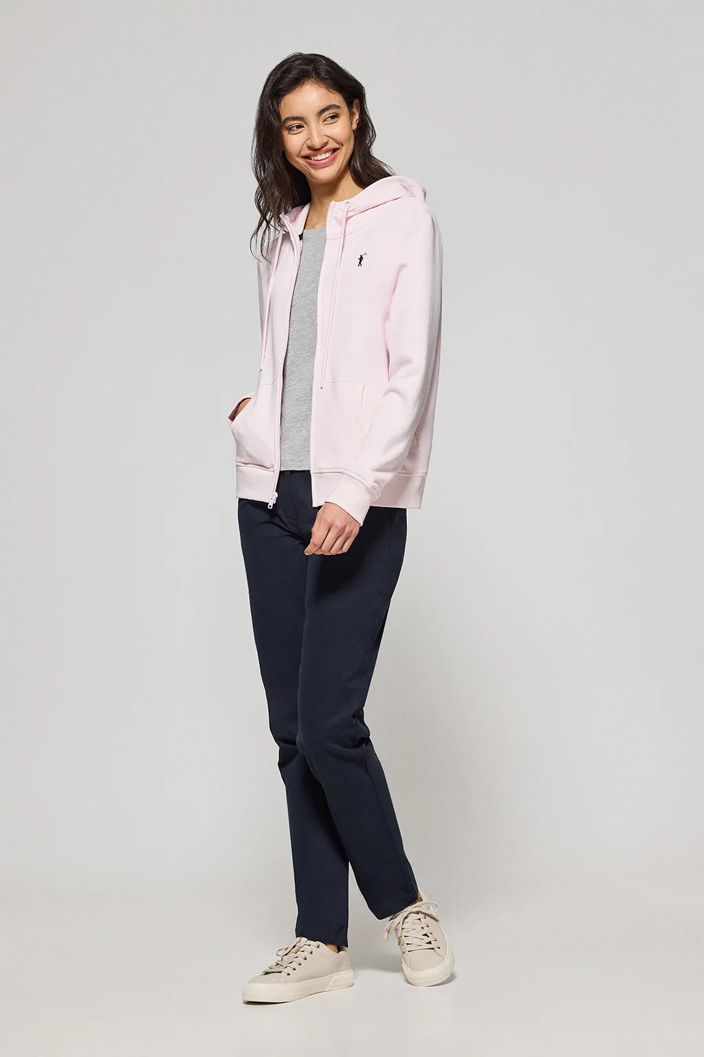 Sudadera rosa de bolsillos con cremallera y capucha con bordado Rigby Go - Image 3
