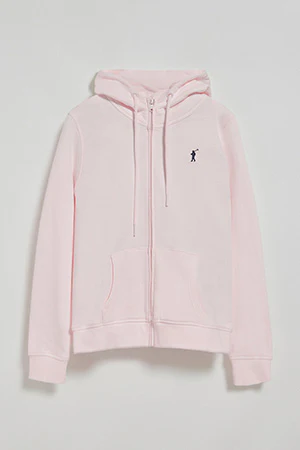 Sudadera rosa de bolsillos con cremallera y capucha con bordado Rigby Go - Image 9