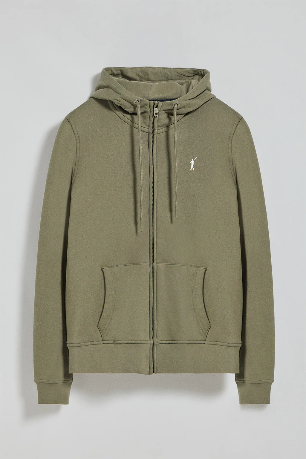 Sudadera verde militar de bolsillos con cremallera y capucha con bordado Rigby Go - Image 5