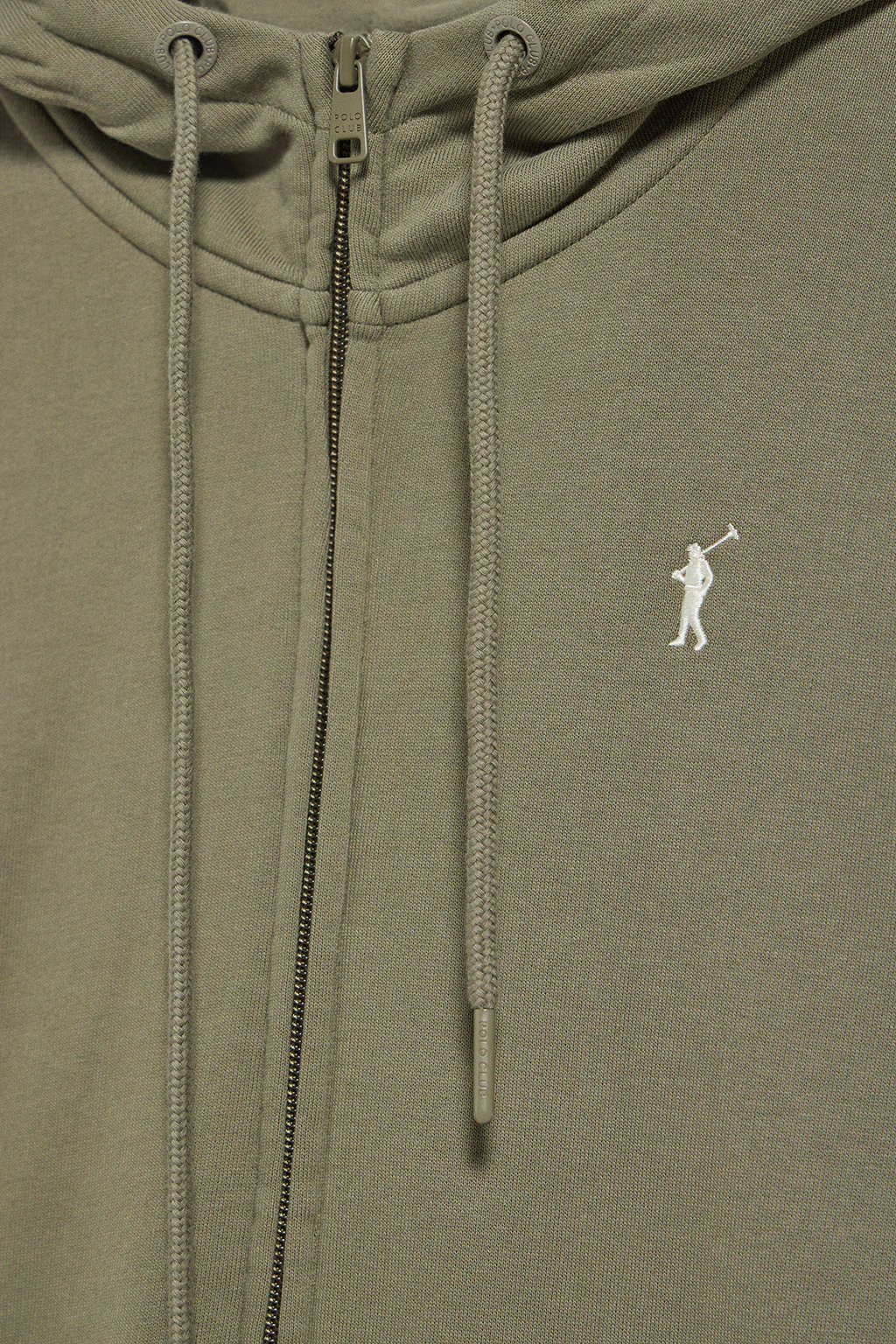 Sudadera verde militar de bolsillos con cremallera y capucha con bordado Rigby Go - Image 6