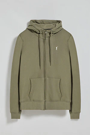 Sudadera verde militar de bolsillos con cremallera y capucha con bordado Rigby Go - Image 8