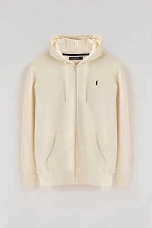 Sudadera color crudo con capucha y cremallera con logo Rigby Go - Image 6