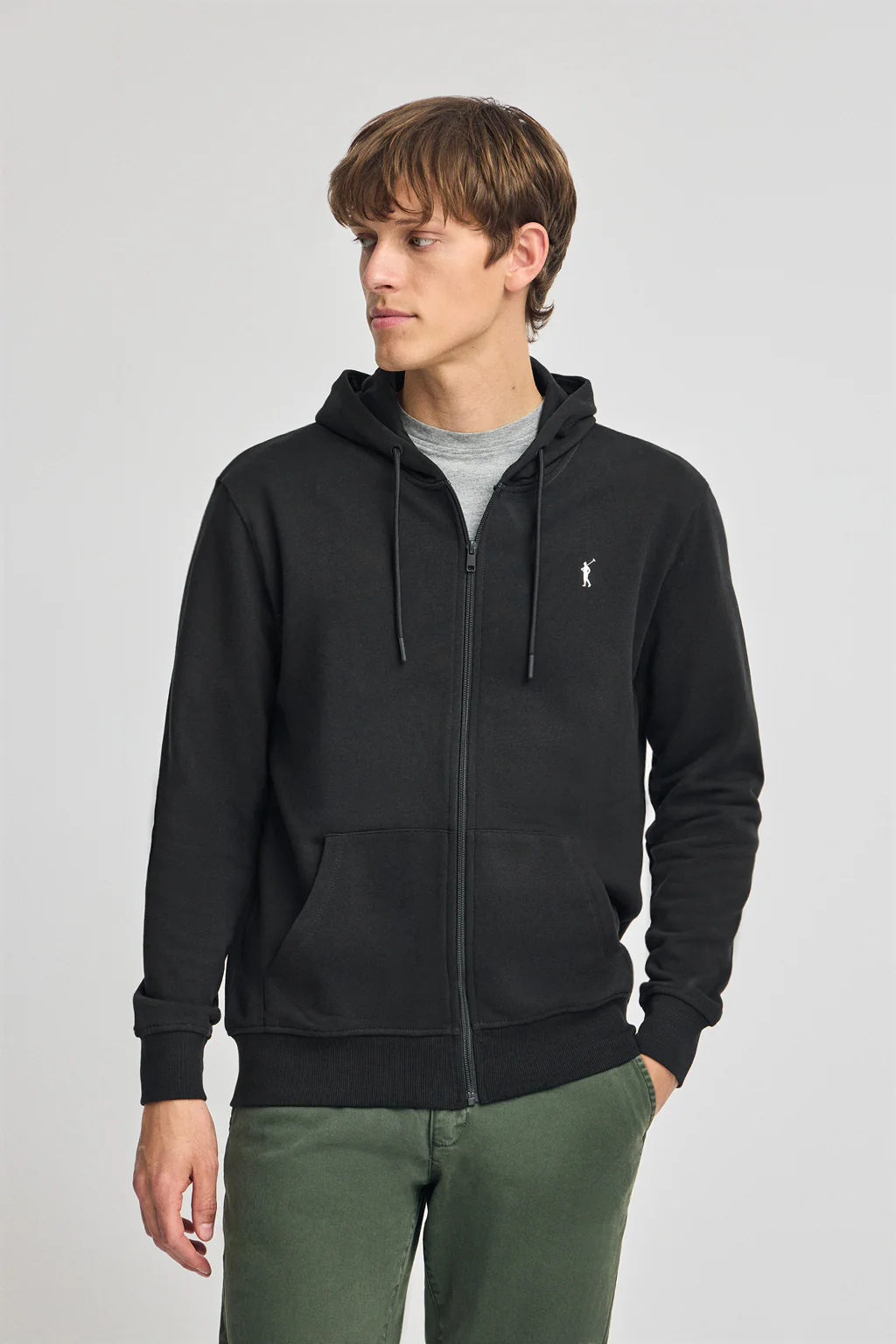 Sudadera negra con capucha y cremallera con logo Rigby Go