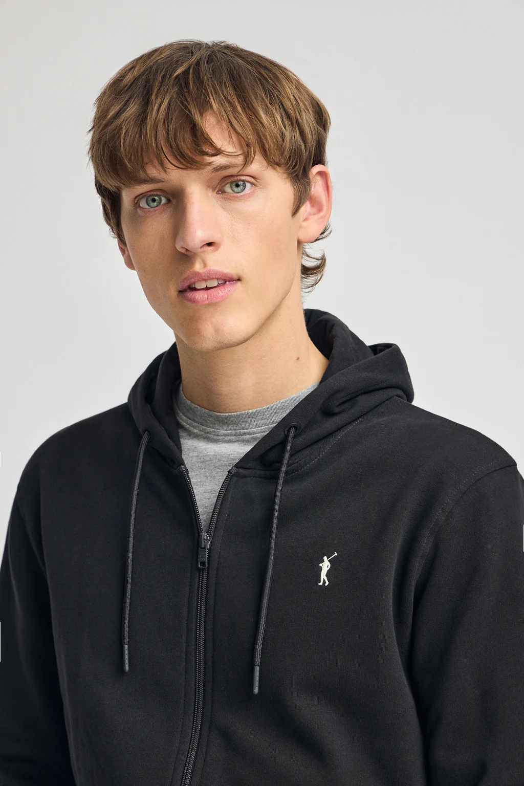 Sudadera negra con capucha y cremallera con logo Rigby Go - Image 3