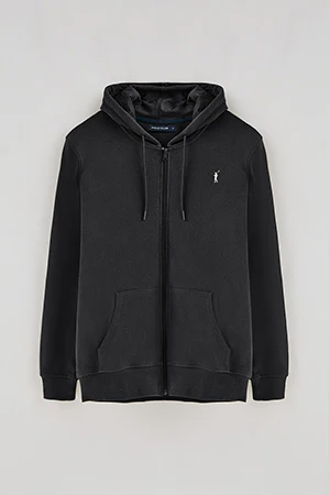 Sudadera negra con capucha y cremallera con logo Rigby Go - Image 6