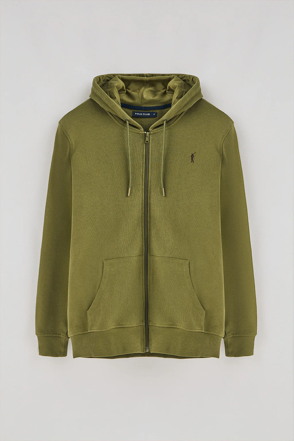 Sudadera verde con capucha y cremallera con logo Rigby Go - Image 7