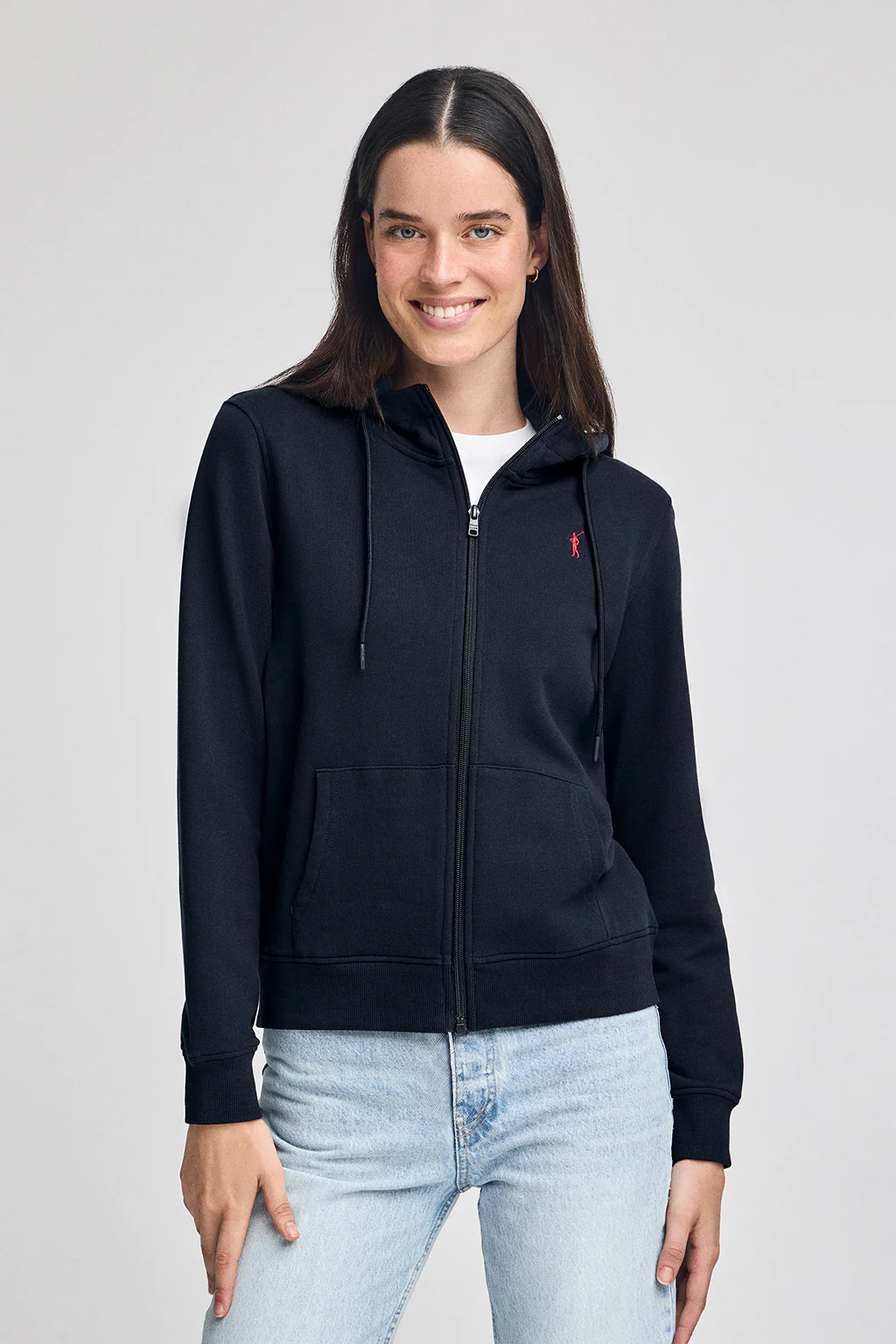 Sudadera azul marino de cremallera y capucha con bordado Rigby Go