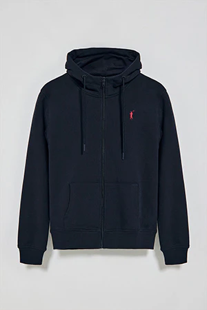 Sudadera azul marino de cremallera y capucha con bordado Rigby Go - Image 7