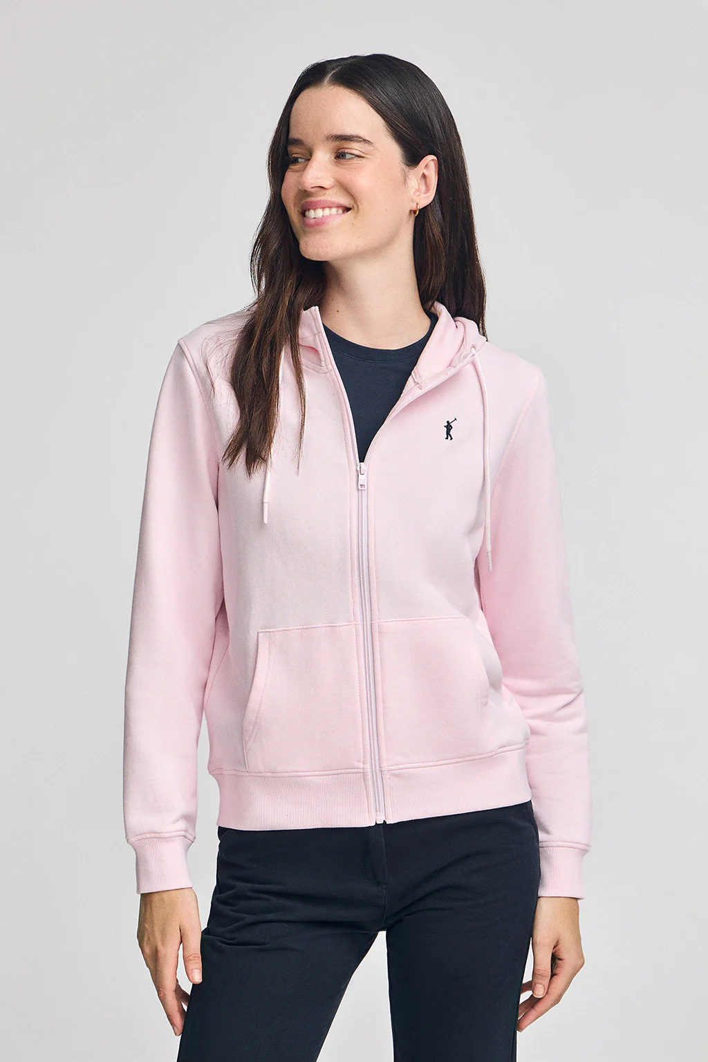 Sudadera rosa de cremallera y capucha con bordado Rigby Go