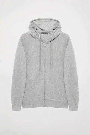 Sudadera gris vigoré de cremallera con capucha y logo Rigby Go - Image 8