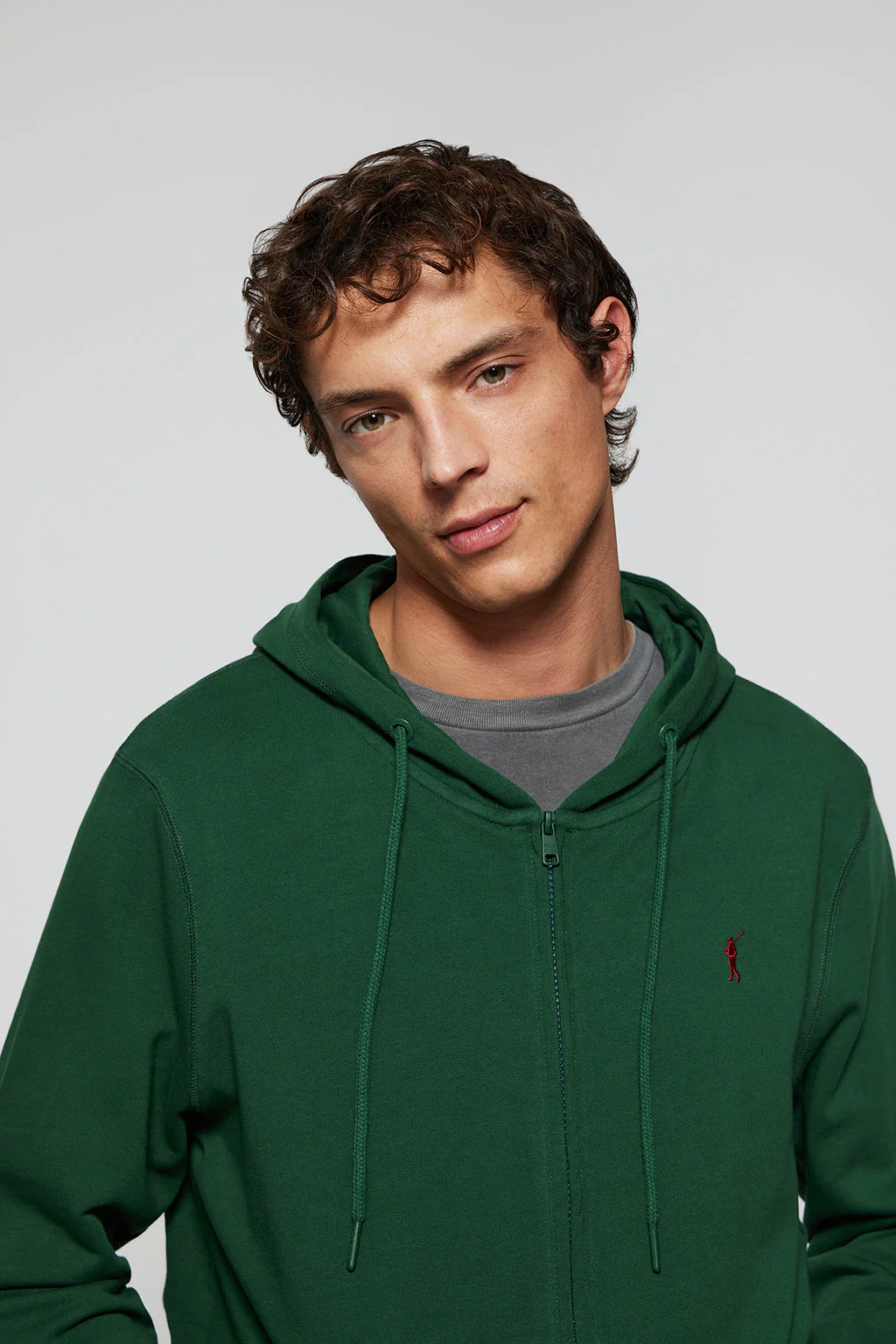 Sudadera verde botella de cremallera con capucha y logo Rigby Go - Image 2
