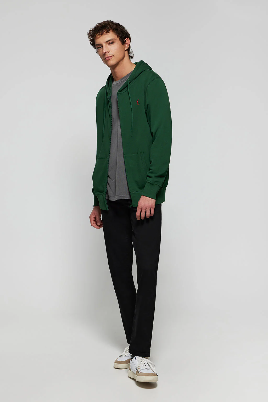 Sudadera verde botella de cremallera con capucha y logo Rigby Go - Image 3
