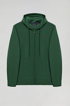 Sudadera verde botella de cremallera con capucha y logo Rigby Go - Image 9