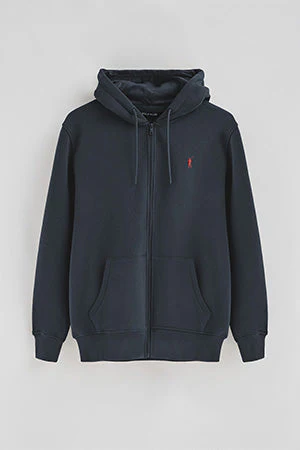 Sudadera azul marino con capucha y cremallera completa con logo Rigby Go - Image 8