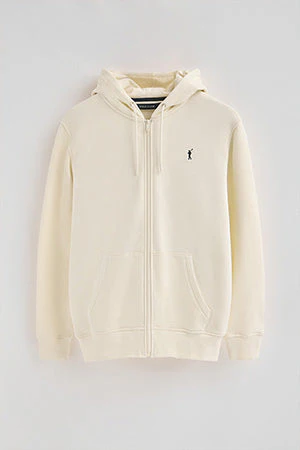 Sudadera color crudo con capucha y cremallera completa con logo Rigby Go - Image 8