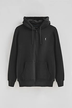 Sudadera negra con capucha y cremallera completa con logo Rigby Go - Image 8