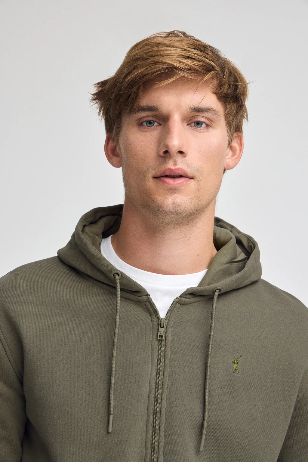 Sudadera verde militar con capucha y cremallera completa con logo Rigby Go - Image 2