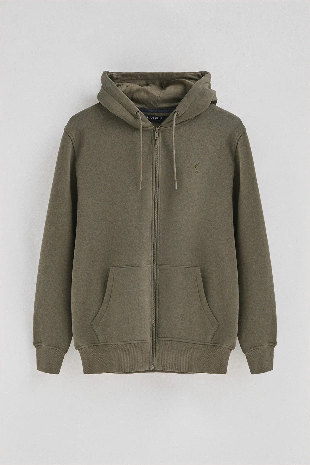 Sudadera verde militar con capucha y cremallera completa con logo Rigby Go - Image 7