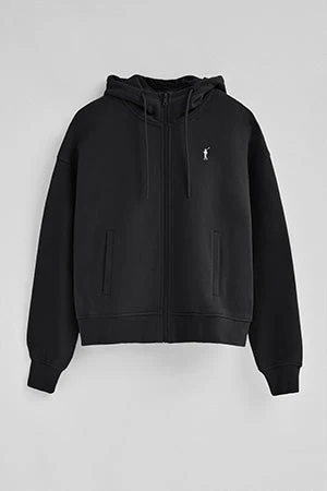 Sudadera negra con capucha con cremallera y logo Rigby Go - Image 8