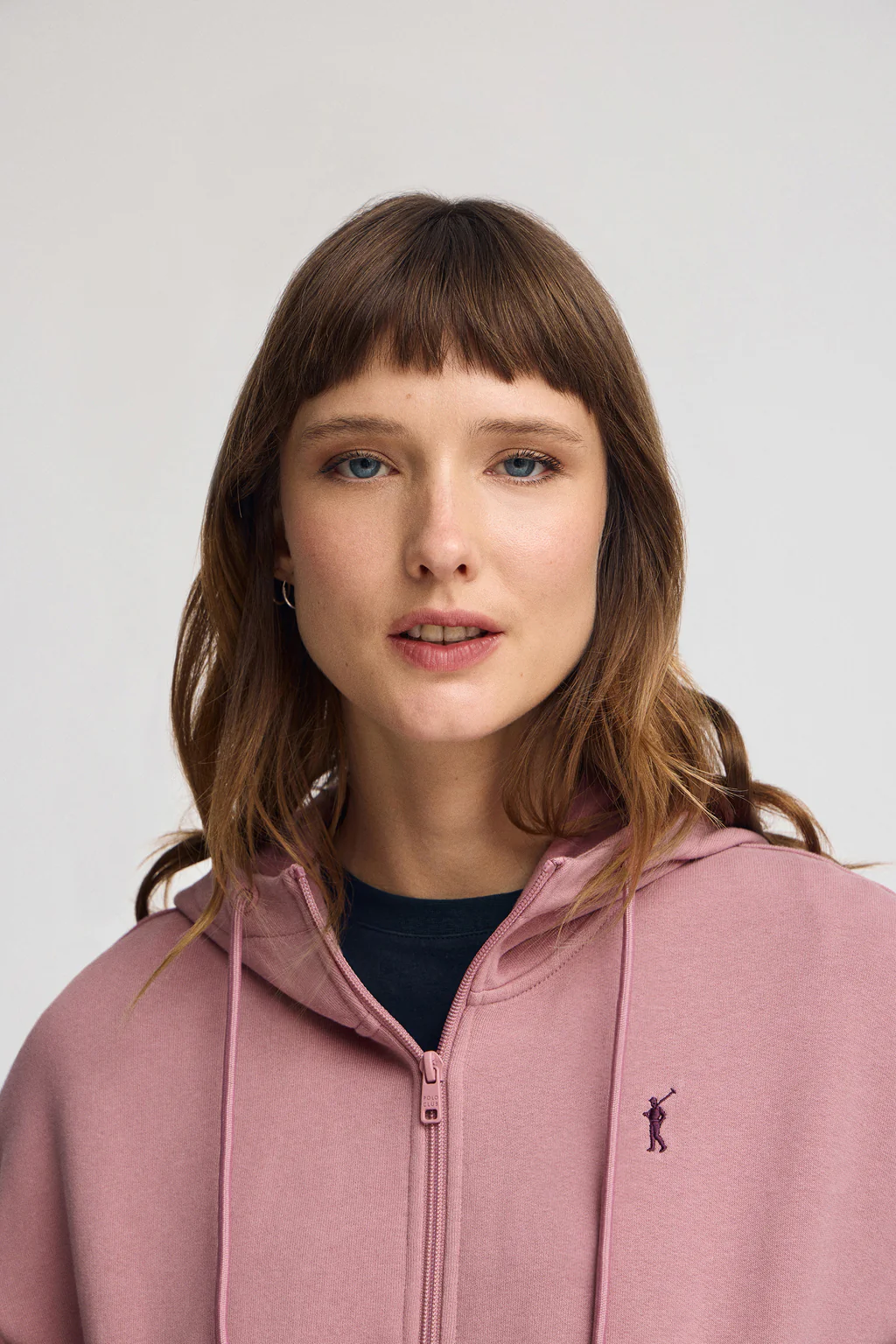 Sudadera rosa empolvado de capucha con cremallera y logo Rigby Go - Image 2