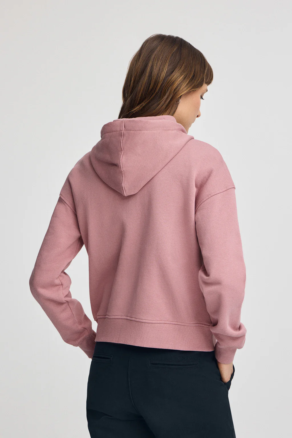 Sudadera rosa empolvado de capucha con cremallera y logo Rigby Go - Image 4